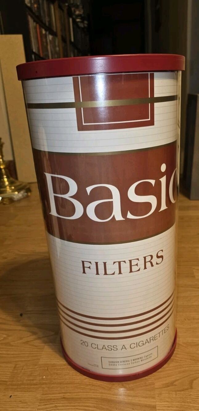 Vtg 96 Basic Filters Cigarette Standing Ashtray Philip Morris 21" Smoke Shop New